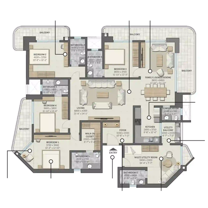 Sobha Sector 63A Gurgaon 4BHK Floor Plan